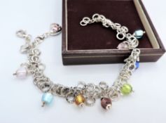 Sterling Silver Multi Bead Charm Bracelet
