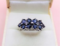 Sterling Silver 3.5ct Sapphire & Diamond Ring New with Gift Box