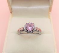 Sterling Silver 3.5 ct Pink Topaz Ring New with Gift Pouch