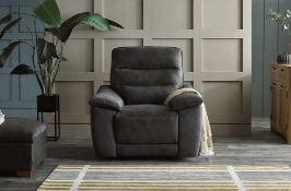 (4/Mez) RRP £849.99. Carter Electric Recliner Armchair Miller Grey Fabric. (Unit Appears To Funct...