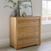 (16/Mez) RRP £479.99. Bevel Natural Solid Oak 5 Drawer Chest. Dimensions: (H94x W90x D45cm). (App...