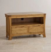 (22/Mez) RRP £339.99. Orrick Rustic Solid Oak Corner TV Unit. Dimensions: (H60x W100x D50cm). (Ap...