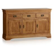 (17/Mez) RRP £469.99. French Farmhouse Rustic Solid Oak Large Sideboard. Dimensions: (H83x W139x...