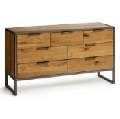 (8/Mez) RRP £629.99. Brooklyn Natural Solid Oak And Metal 7 Drawer Chest. Dimensions: (H78x W140x...