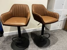 John Lewis Brooks Gas Lift Adjustable Bar Chairs, Set of 2, Tan - New & Working RRP £259