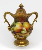 Coalport Hand Painted Fruit Pot Pourri by Michael Bates