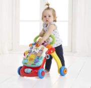 (60/6D) Lot RRP £65. 2x Vtech Baby Toy Items. 1x First Steps Baby Walker RRP £35. 1x BlueyÕs Book...