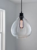 (78/6F) Lot RRP £106. 4x Items. 2x Glass Teardrop Shade RRP £25 Each. 2x Ribbed Glass Pendant Sha...