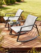 (124/6A) RRP £209.99. Aruba Bistro Rocker Set Grey (EQ4973/01). Chair (H92x W64.5x L82cm). Table...