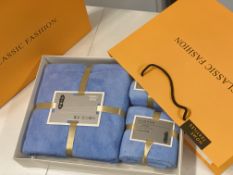80 x 3 Bath Towel Gift Sets, 2 Hand Towels and 1 Bath Towel, Soft and Absorbent Microfibre Quali...