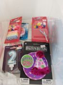 Box of Cake Candles and Birthday Badges