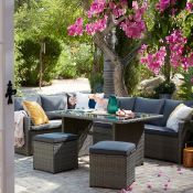 Description: (1/P) RRP £850 Matara Grey Rattan Corner Sofa Dining Set Sofa (H69x W178x D66 cm)