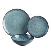 Description: (46/10C) Lot RRP £102 3x Stoneware Reactive Glaze 3 Piece Dinner Set Blue RRP £34