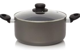 Description: (42/6K) 6x Grey Non Stick Cookware Items 1x 28cm Stock Pot With Lid 1x 24cm Stock Pot