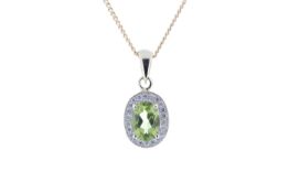 9ct Yellow Gold Diamond And Peridot Pendant 0.11