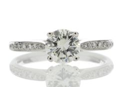 18ct White Gold Single Stone Diamond Ring With Stone Set Shoulders (1.02) 1.15