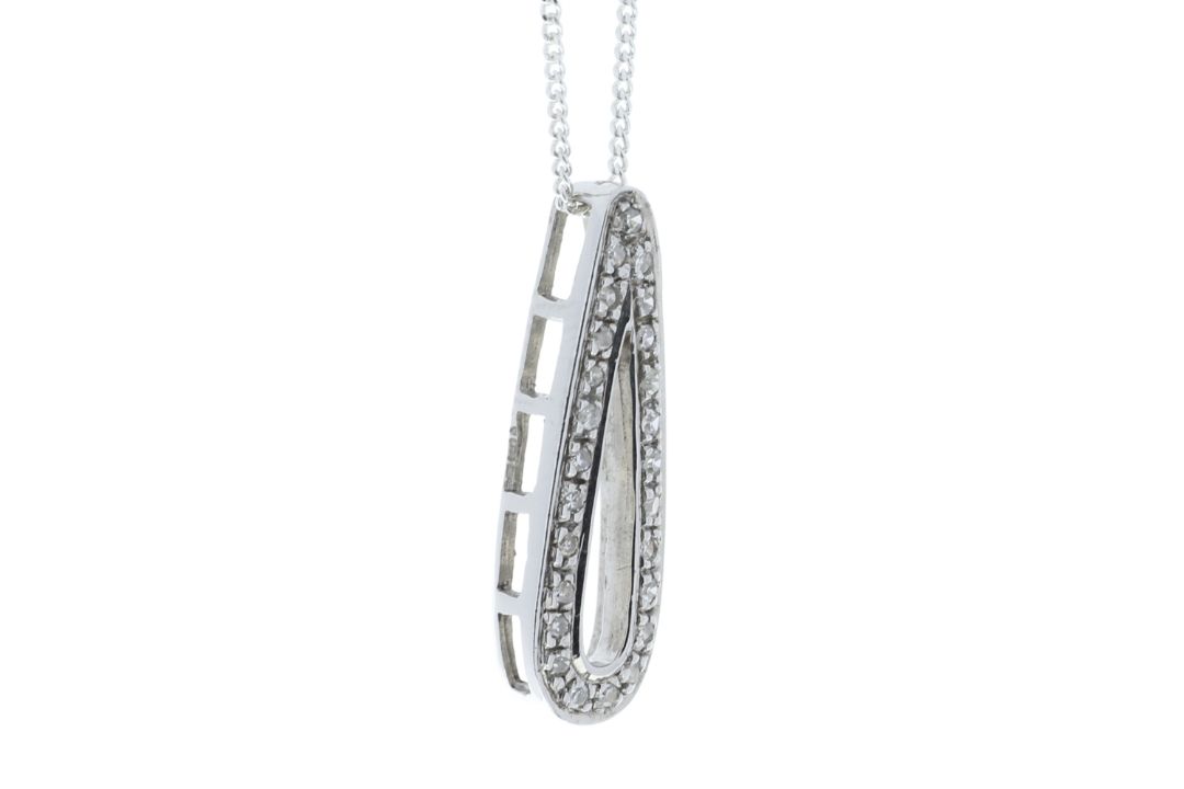 9ct White Gold Fancy Cluster Teardrop Shape Diamond Pendant 0.12 - Image 2 of 5