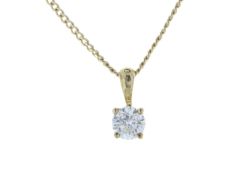 9ct Yellow Gold Single Stone Prong Set Diamond Pendant 0.33