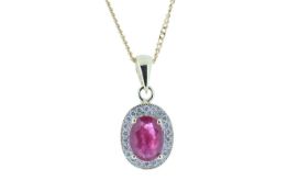 9ct Yellow Gold Diamond And Ruby Pendant 0.11