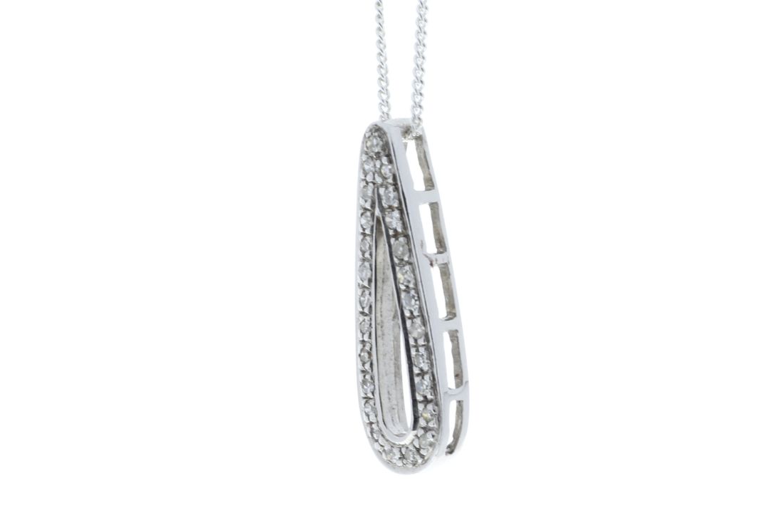 9ct White Gold Fancy Cluster Teardrop Shape Diamond Pendant 0.12 - Image 4 of 5