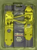 8 Sets Forge Brass Gable Privacy Door Handles on Backplate FGEHPRIGABBR RRP £16.99 per set