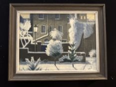 Coach house at Night Under Snow by Anne Christopherson.