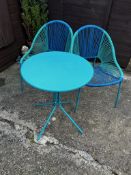 New - John Lewis Blue Steel Garden Table and Wire Chairs - New RRP £199