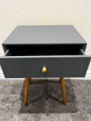 Grey Side Table with Screw-in Wooden Legs & Draw