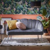 (131/P) RRP £250. Sophia Scallop Occasional Sofa Grey. Dimensions: (H77x W127x D71cm).