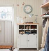 (100/R3) RRP £355. Ashstead Shoe Cupboard - Oak & Ivory. (H110x W92x D38cm)