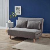 (149/5M) RRP £250. Freya Folding Sofa Bed Grey With Two Cushions. (Wooden Legs & 2x Cushions Seen...