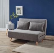 (140/5K) RRP £250. Freya Folding Sofa Bed Grey With Two Cushions. (Legs Attached). (Unit Has Some...