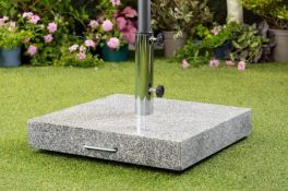 (91/5E) Lot RRP £120. 2x Parasol Base Items. 1x 50kg Granite Square Base With Wheels And Handle R...