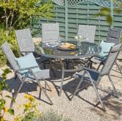 (155/1B) RRP £390. Misali 6 Seater Garden Dining Set. Rust Resistant Aluminium. Foldable Chairs F...