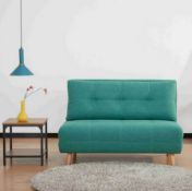 (67/P12) RRP £325. Freya Button Folding Sofa Bed Jade. (4x Legs With Fixings Not Attached). (No C...