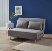(143/P28) RRP £250. Freya Folding Sofa Bed Grey With Two Cushions. Dimensions: (Sofa-H80x W120x D...
