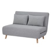 (63/P11) RRP £250. Freya Folding Sofa Bed Grey With Two Cushions. (Legs Attached). Dimensions: (S...