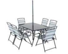 (163/5L) RRP £200. Wexfordly 6 Seater Folding Dining Set. (Set Missing Parasol). Dimensions: (Tab...