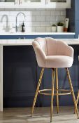 (153/2C) Lot RRP £250. 2x Sophia Bar Stool Blush RRP £125 Each. (1x Incomplete, 1x Circular Gold...
