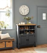 (99/R3) RRP £355. Ashstead Shoe Cupboard - Oak & Charcoal. (H110x W92x D38cm)