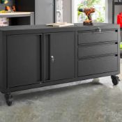 (120/P22) RRP £400. Pinnacle XL Mobile Storage Unit Black. Dimensions: (W1500x H810x D500mm).