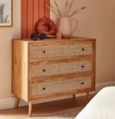 (103/2J) RRP £175. Kubu Rattan 3 Drawer Chest. (H79x W90x D39cm).