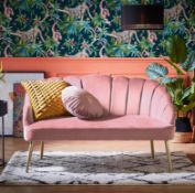 (49/5K) RRP £250. Sophia Scallop Occasional Sofa Blush. (H77 x W127x D71cm).