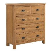 (109/R3) RRP £300. Norbury 5 Drawer Chest Oak. (H93x W88x D33cm).