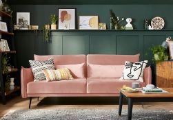 (139/P) RRP £550. Sutton Sofa Bed Blush. Dimensions: (Sofa-H88x W208x D86cm, Bed-H45x W115x D188c...