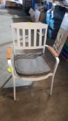 (152/2B) Metal Wood Effect Chair Cream With Cushion.