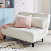 (64/P12) RRP £325. Freya Boucle Folding Sofa Bed Cream With Two Cushions. (Unit Is Boxed). Dimens...