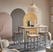 (9/P) RRP £200. Nina Dining Nest 4 Stools Grey. Table: (L120x W65x H90cm). (Stool: W35x D35x H60...