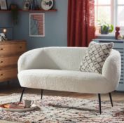 (119/P21) RRP £325. Tori Boucle Tub Sofa White. Dimensions: (H73x W130x D73cm).