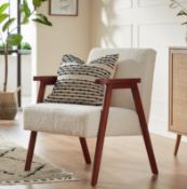 (24/P2) RRP £175. Alex Mid Century Boucle Armchair Cream. (H81x WE63x D66cm).